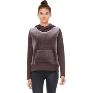 ALO Yoga Purple Velvet Front Hoodie Sweatshirt